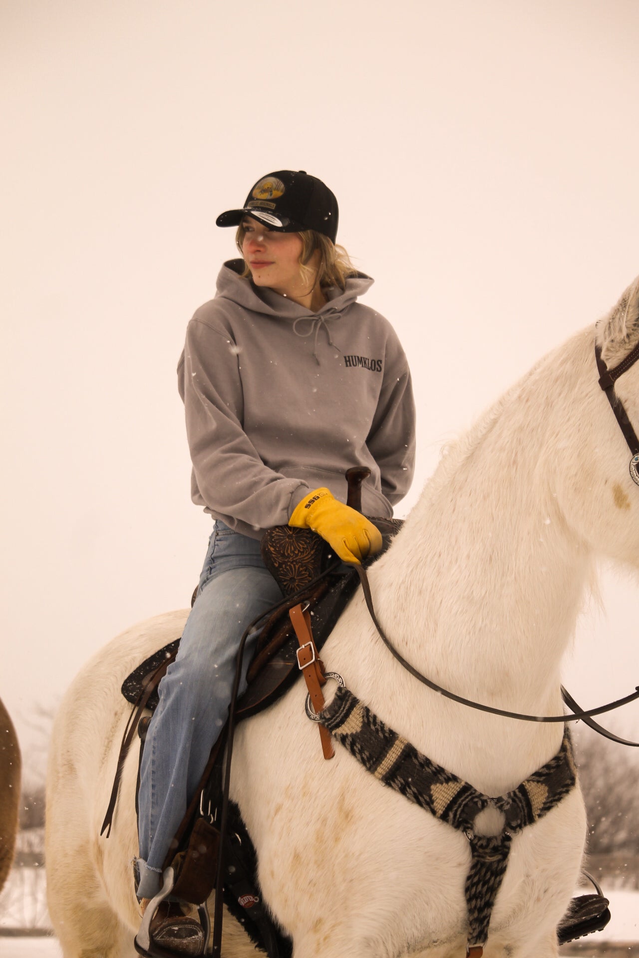 Hoodie gris cheval et vache