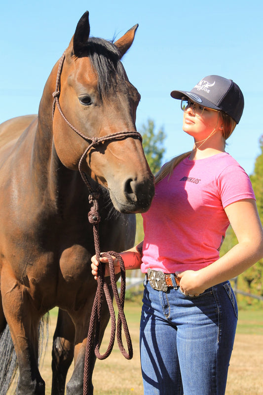 T-shirt femme rose cheval
