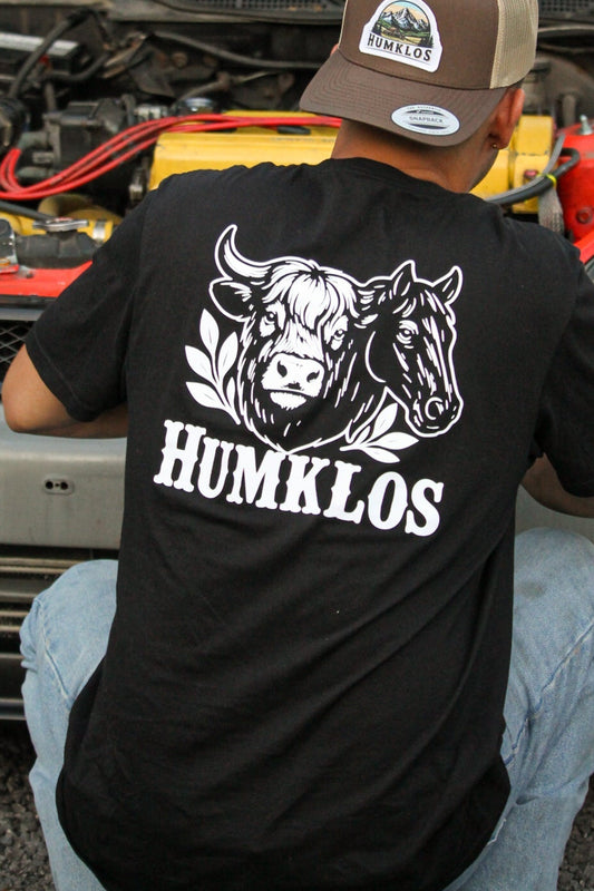 T-shirt noir cheval et vache