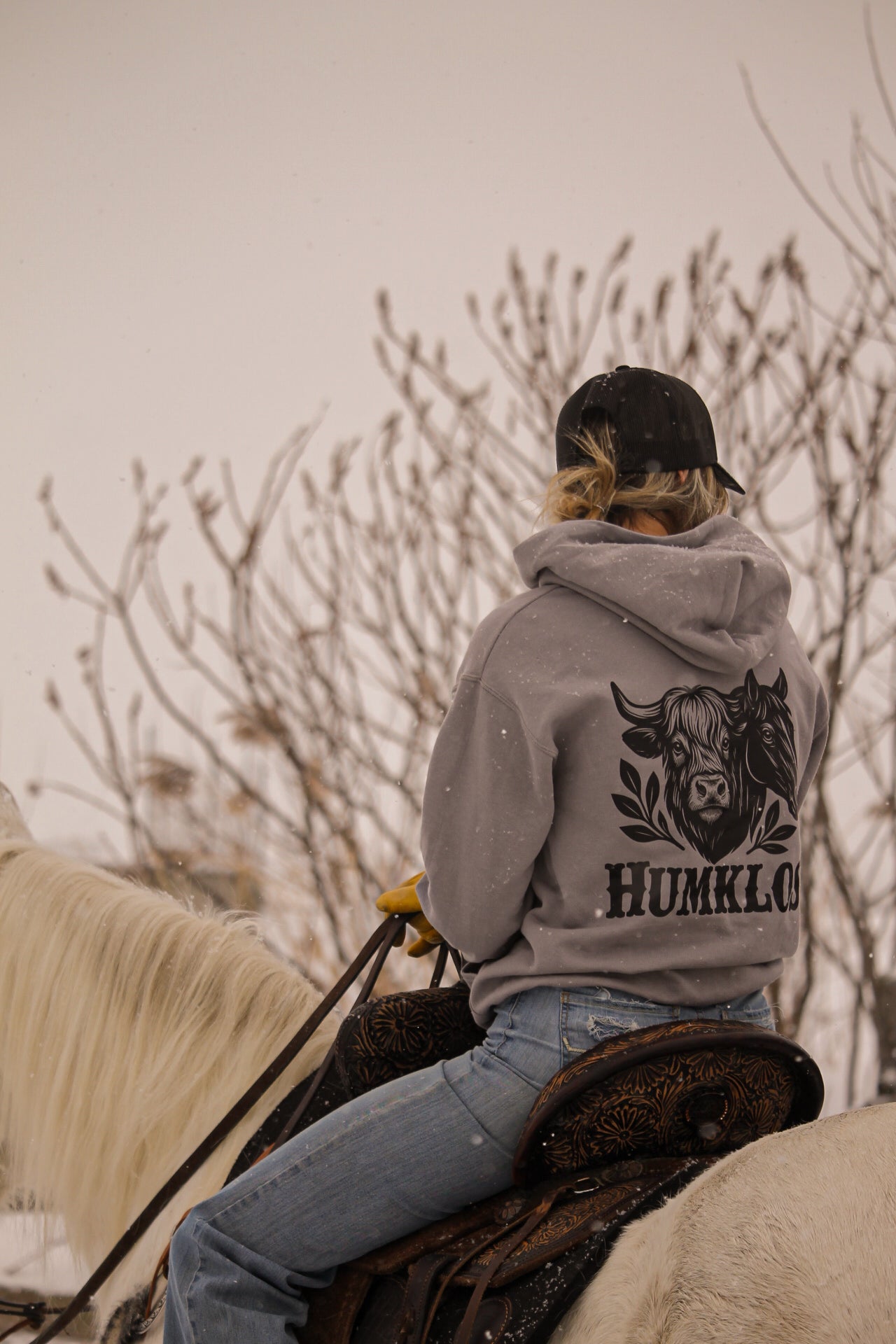 Hoodie gris cheval et vache